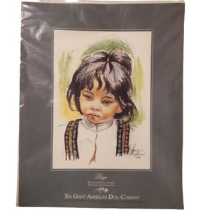 Vintage Great American Doll Company Puyi Watercolor Portrait Poster Art